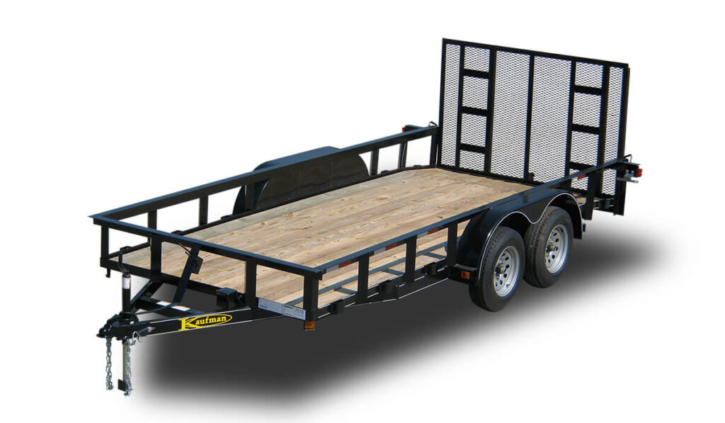 Picture of a 16 foot trailer for hauling away bulk and junk material.